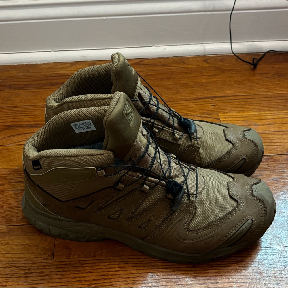 Salomon XA Forces Mens 15 Brown Coyote Mid Tactical Hiking Gore Tex Boots